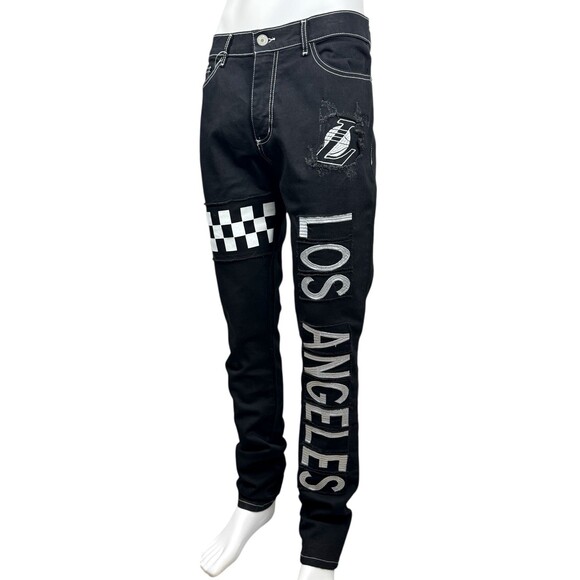 fisll Other - LA Lakers Mens 38X32 FISLL NBA Denim Jeans Black Basketball Kobe Lebron New